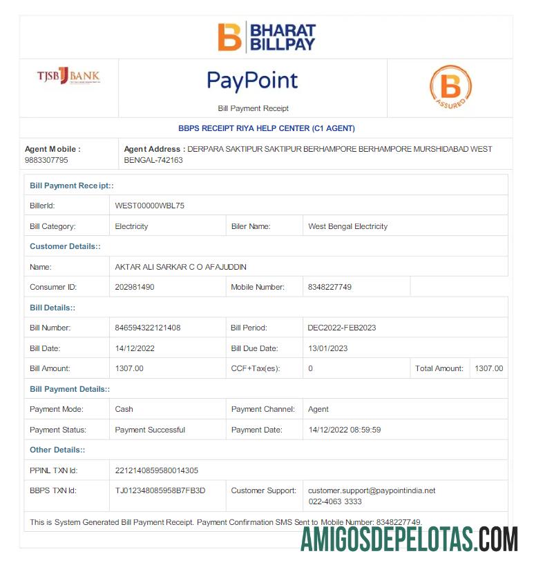 imprimível ÍNDIA WEST BENGAL ELETRICIDADE Conta de serviços públicos Word e modelo PDF